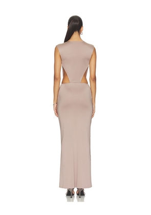superdown Brisa Maxi Dress in Taupe. Size XS. Also in XXS, S, M, L, XL.