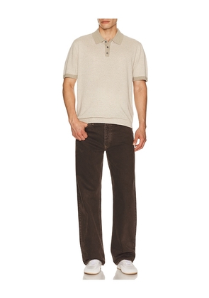 Theory Silk Linen Short Sleeve Polo in Taupe. Size S. Also in L, M, XL/1X.