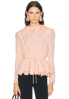Chloe Organic Silk Floral Jacquard Top in Tan Rose - Pink. Size 38 (also in ).