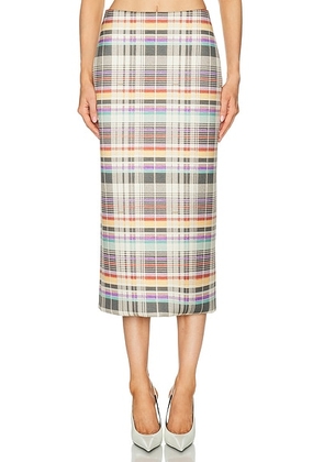 Brandon Maxwell Mercer Bonded Pencil Skirt in Multicolor Plaid - Multi. Size 2 (also in 4, 6).