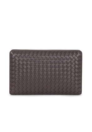 Bottega Veneta Agenda Clutch in Espresso & Brass Vibrato - Chocolate. Size all.