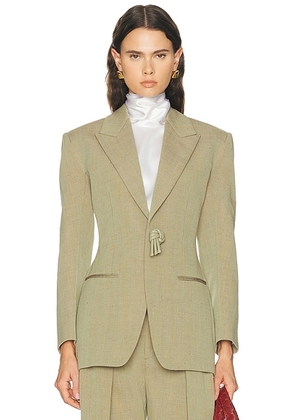 Bottega Veneta Tailored Jacket in Green & Lava Melange - Sage. Size 36 (also in 38).