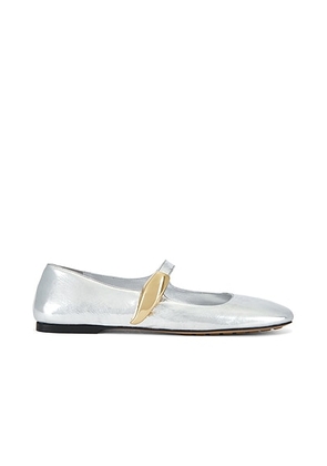 Bottega Veneta Lucy Ballerina Flat in Silver - Metallic Silver. Size 38.5 (also in 39.5, 41).
