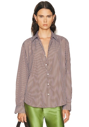 Comme Si La Shirt Classica in Cortado Stripe - Brown. Size L (also in M).