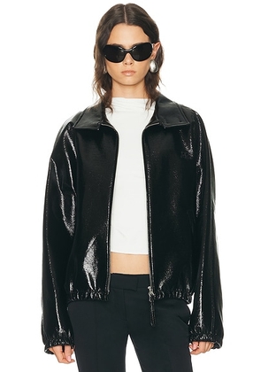 Courreges Vinyl Zipped Bomber Jacket in Black - Black. Size L (also in ).