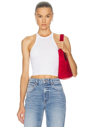 GRLFRND Cropped Racer Tank in White - White. Size L (also in M, S, XL, XS, XXS).
