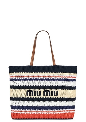 Miu Miu Tessuto Stripes Bag in Blu  Rosso  & Naturale - Navy,Red. Size all.