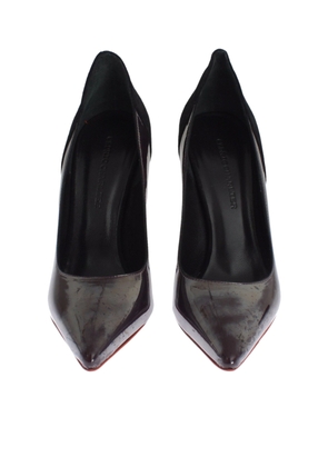 Cédric Charlier Gray Black Leather Suede Heels Pumps Shoes - EU36/US5.5