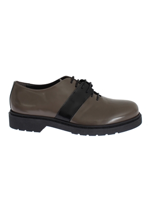 AI_ Gray Brown Leather Laceups Shoes - EU37/US6.5