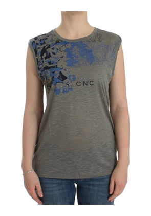 Costume National Gray print sleeveless t-shirt - S