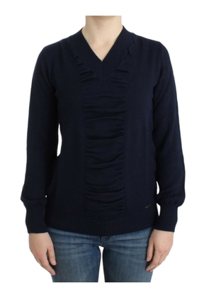 Costume National Dark blue V-neck wool sweater - S