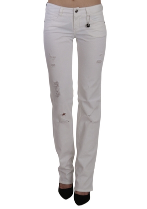 Costume National White Cotton Slim Fit Straight Jeans Pants - W27