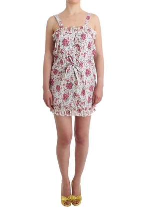 Ermanno Scervino Beachwear Pink Floral Beach Mini Dress Short - IT46