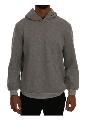 Daniele Alessandrini Gray Pullover Hodded Cotton Sweater - XXL