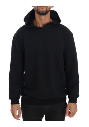 Daniele Alessandrini Black Gym Casual Hooded Cotton Sweater - M