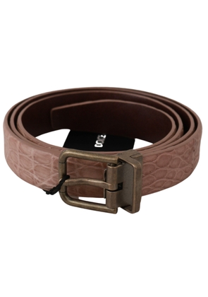Dolce & Gabbana Beige Exotic Skin Gold Buckle Leather Belt - 105 cm / 42 Inches