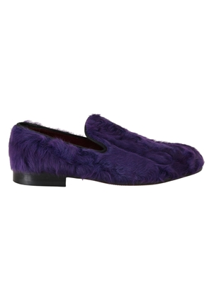 Dolce & Gabbana Purple Sheep Fur Leather Loafers - EU38.5/US8