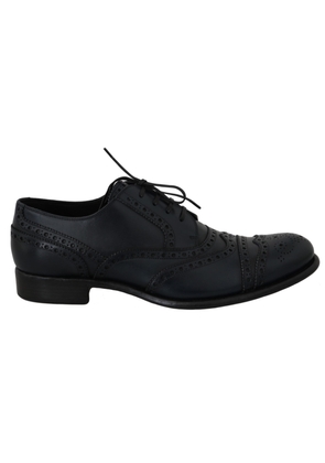 Dolce & Gabbana Dark Blue Leather Wingtip Oxford Dress Shoes - EU40/US7