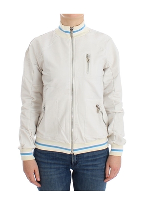 John Galliano White Mock Zip Cardigan Sweatshirt Sweater - M