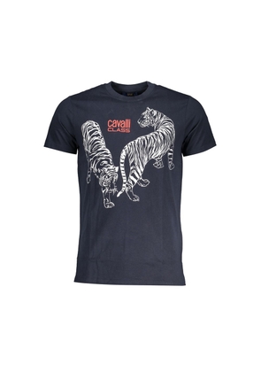 Cavalli Class Blu Cotton Mens T-Shirt - XL