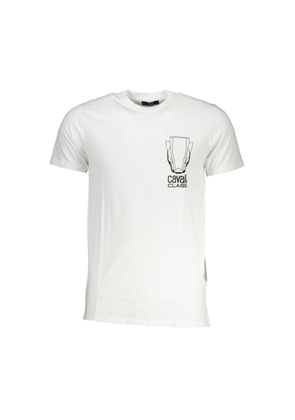 Cavalli Class Bianco Cotton Men T-Shirt - XL