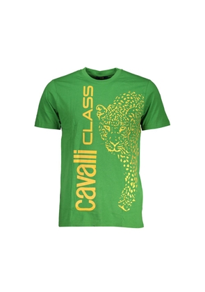 Cavalli Class Verde Cotton Men T-Shirt - XL