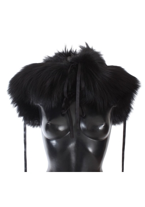 Dolce & Gabbana Black Fox Fur Shoulder Wrap Cover Collar Scarf - M