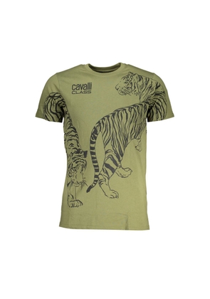 Cavalli Class Verde Cotton Men T-Shirt - XL