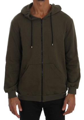 Daniele Alessandrini Green Full Zipper Hodded Cotton Sweater - M