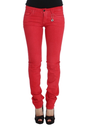 Costume National Red Cotton Blend Super Slim Fit Jeans - W27