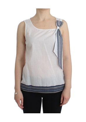 Ermanno Scervino White Blue Top Blouse Tank Shirt Sleeveless - IT44