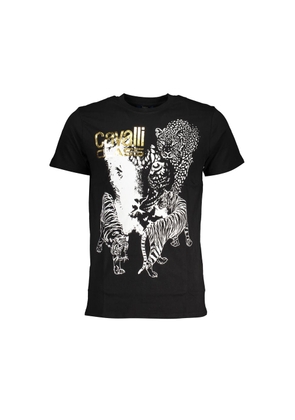 Cavalli Class Nero Cotton Men T-Shirt - XL