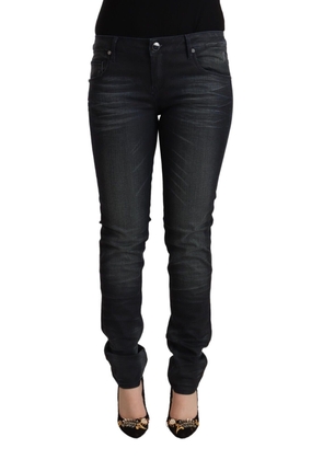 Acht Black Washed Cotton Low Waist Slim Fit Denim Jeans - W27