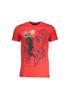 Cavalli Class Red Cotton Men T-Shirt - XL