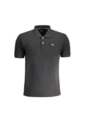 La Martina Black Cotton Men's Polo Shirt - M