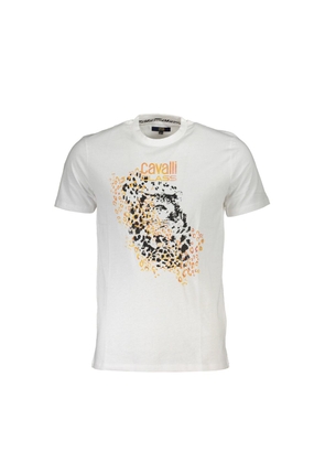 Cavalli Class White Cotton Men's T-Shirt - XL