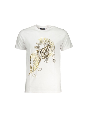 Cavalli Class Bianco Cotton Men T-Shirt - XXL