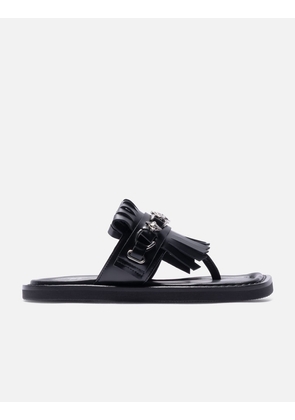 Studded Black Leather Slippers