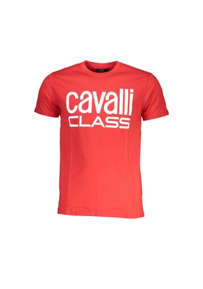 Cavalli Class Rosso Cotton Men T-Shirt - XL