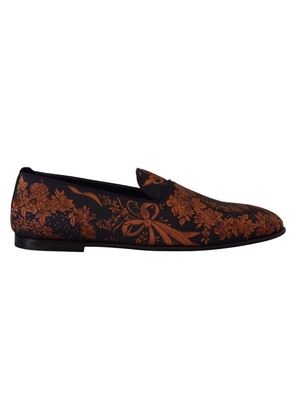 Dolce & Gabbana Blue Rust Floral Slippers Loafers Shoes - EU40/US7
