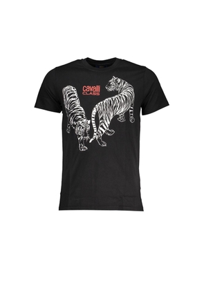 Cavalli Class Black Cotton Men T-Shirt - XL