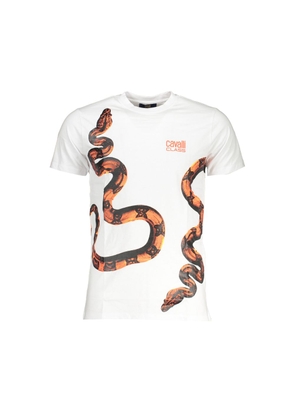 Cavalli Class Bianco Cotton Men T-Shirt - XXL