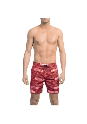 Bikkembergs Red Polyester Men Swim Short - XL