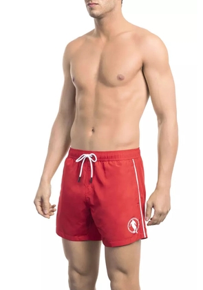 Bikkembergs Red Polyester Men Swim Short - M