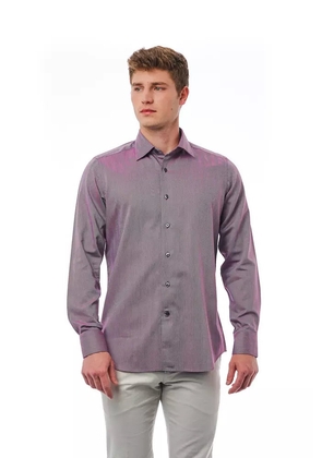 Bagutta Burgundy Cotton Men Shirt - L