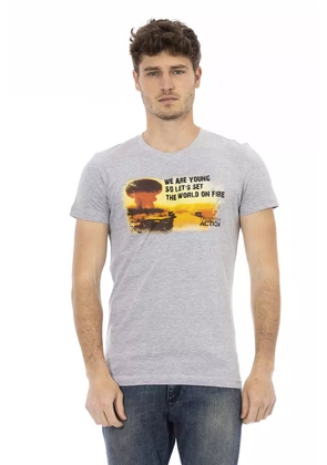 Trussardi Action Gray Cotton Men T-Shirt - XXL