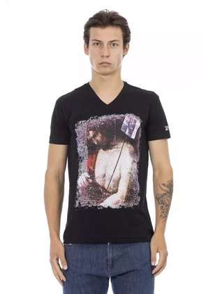 Trussardi Action Black Cotton Men's V-Neck T-Shirt - M