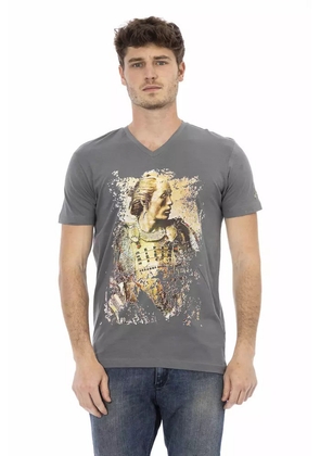 Trussardi Action Gray Cotton Men T-Shirt - M