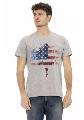 Trussardi Action Gray Cotton Men T-Shirt - M