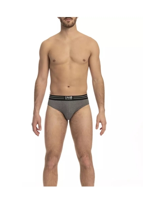 Cavalli Class Gray Cotton Men Underwear Trio Pack - L